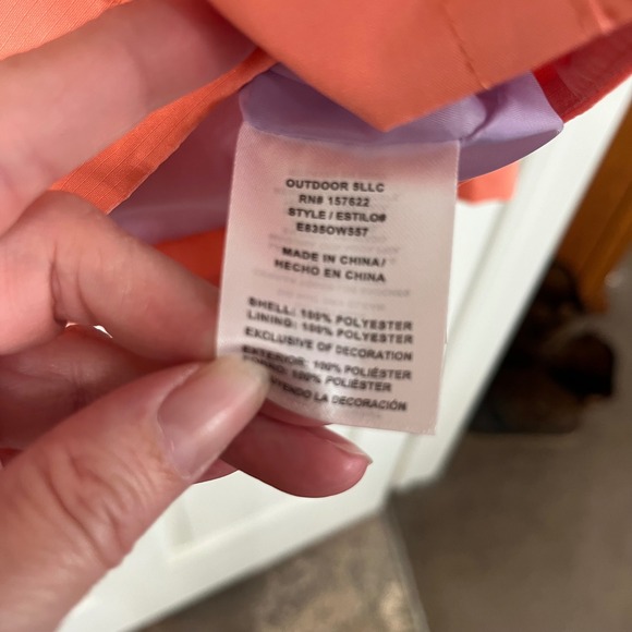 Eddie Bauer Kids Colorblock Hooded Windbreaker Jacket Purple Coral Size XL 18 20 - Picture 10 of 11